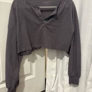 Aeropostale Charcoal Buttoned Crop Top